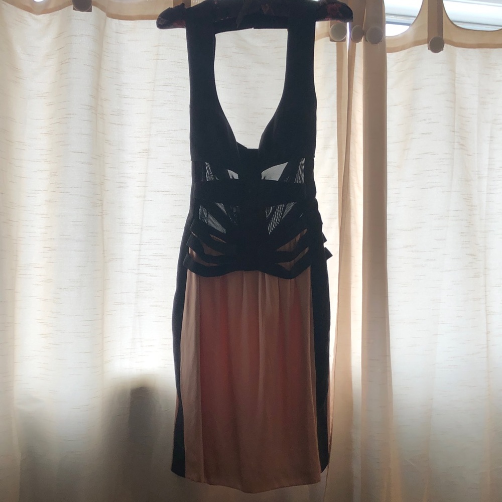NWT Narciso Rodriguez Black and Blush Pink Corset Evening Dress EU 44